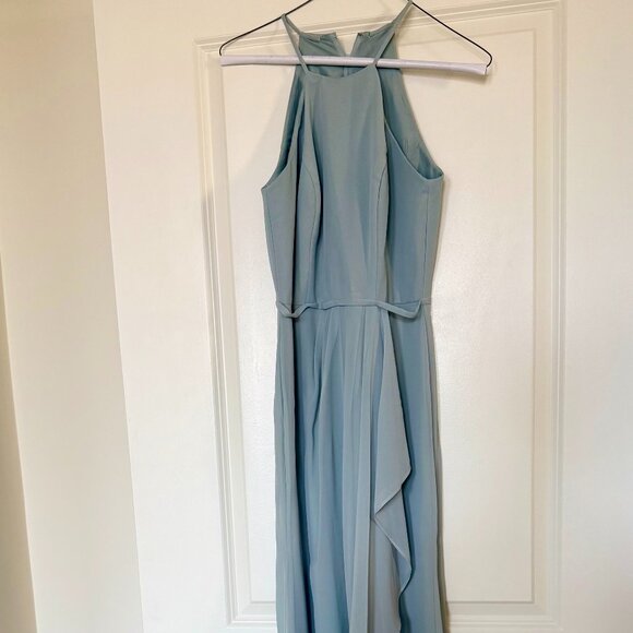 David's Bridal Mermaid-Style Maxi Dress Sage Green Size 0 - Picture 6 of 6